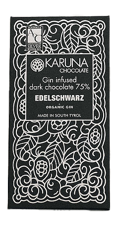 Dunkle Schokolade 75% "Edelschwarz Gin infused" Bio 1