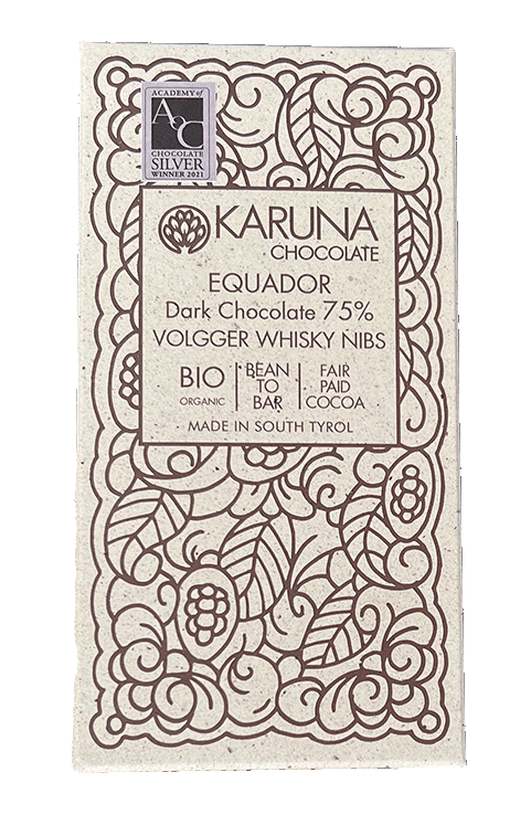 Zartbitterschokolade 75% "Ecuador" mit Whisky Bio 1