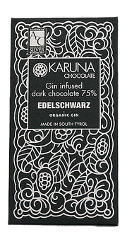 Dunkle Schokolade 75% "Edelschwarz Gin infused" Bio 1