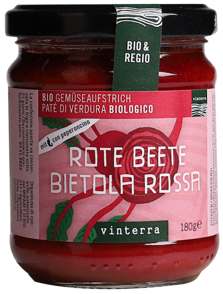 Rote Beete mit Peperoncino Aufstrich Bio 1