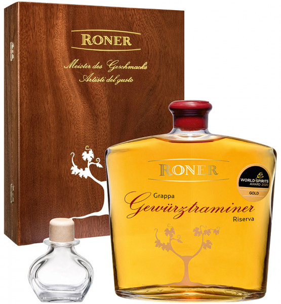 Grappa Gewürztraminer Riserva 18 Monate Holzkiste