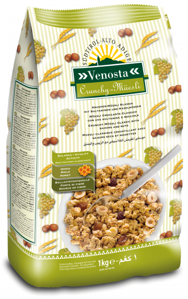 Knusper Müsli mit Sultaninen und Haselnüssen Venosta 1kg